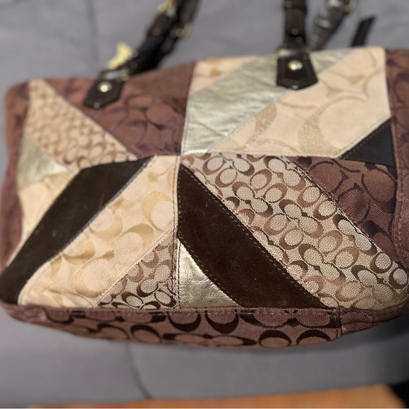 Coach purse brown and gold mixed materials in great condition! - Picture 15 of 16